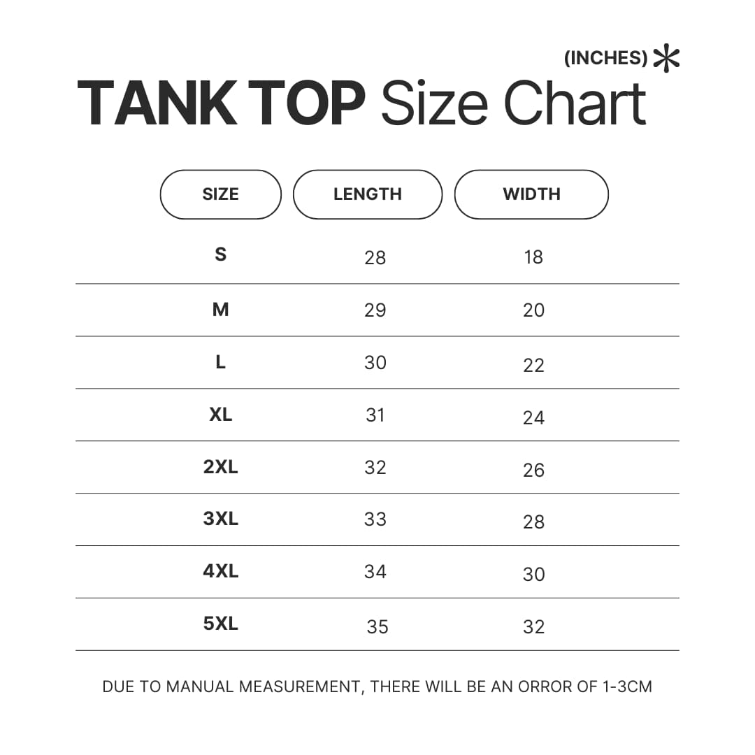Tank Top Size Chart - Seventeen UK Shop
