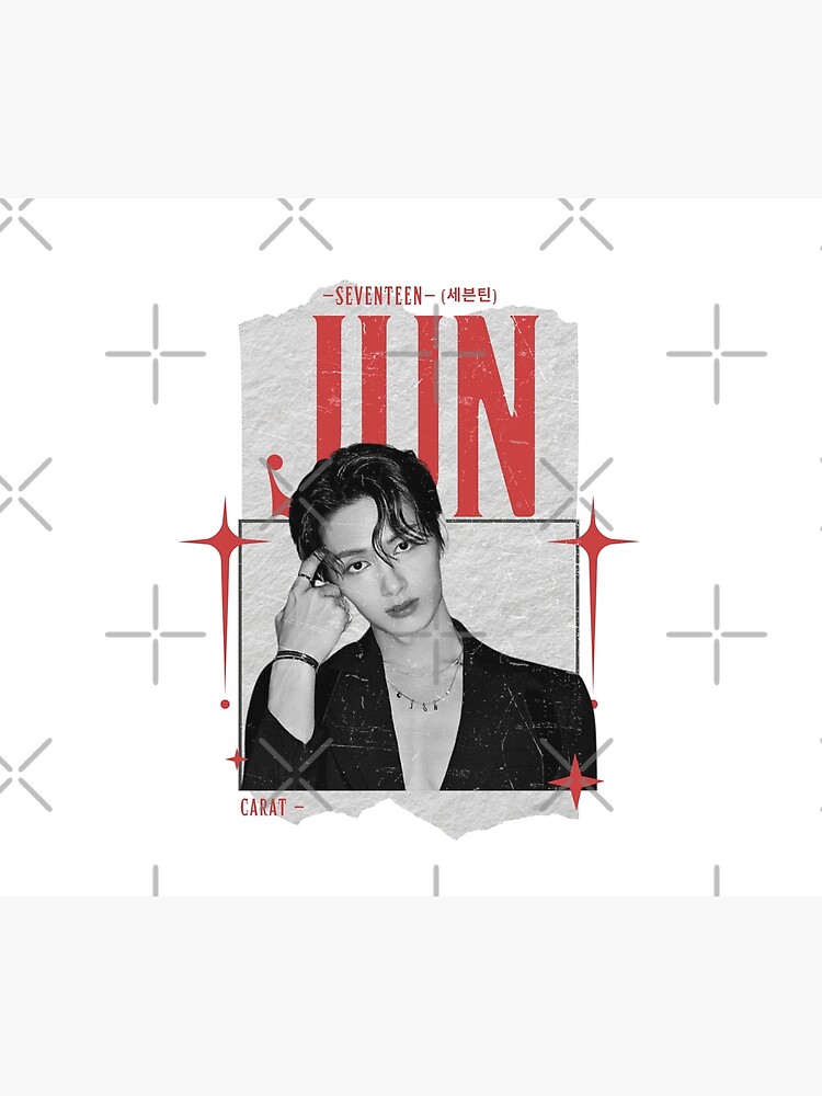 Seventeen Black And Red Jun Group Members Y2k Preppy Collage Design Throw Pillow - Image 2