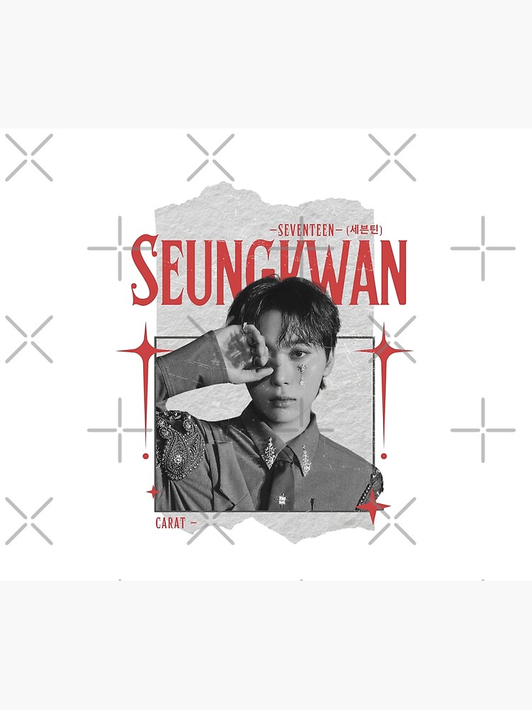 Seventeen Black And Red Seungkwan Group Members Y2k Preppy Collage Design Tapestry - Image 2
