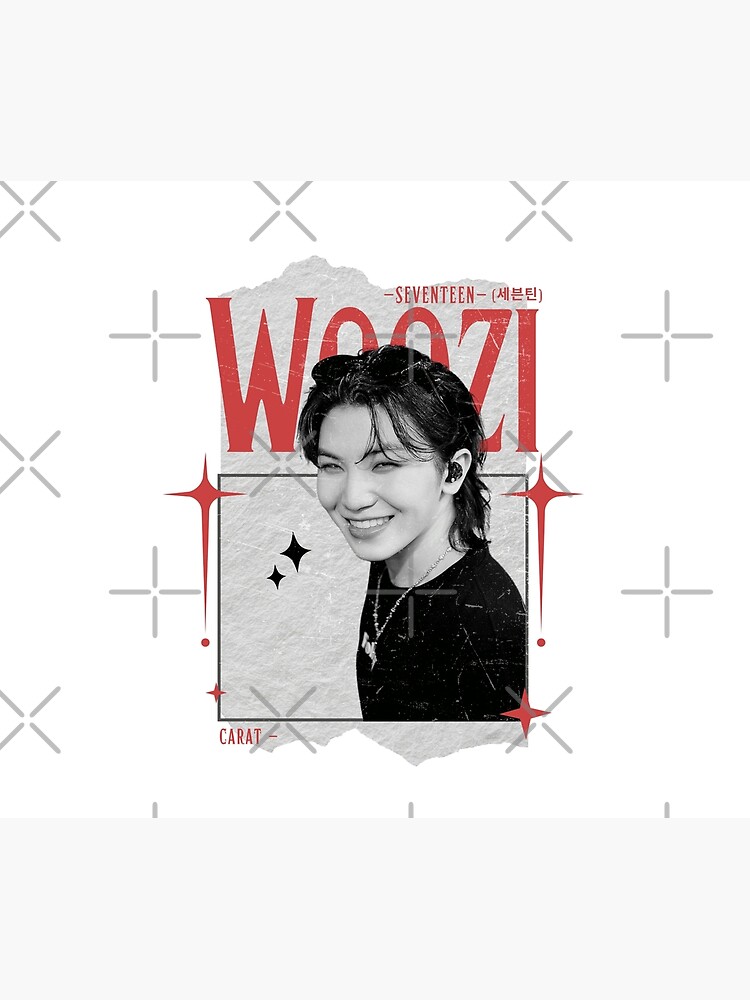 Seventeen Black And Red Woozi Group Members Y2k Preppy Collage Design Tapestry - Image 2