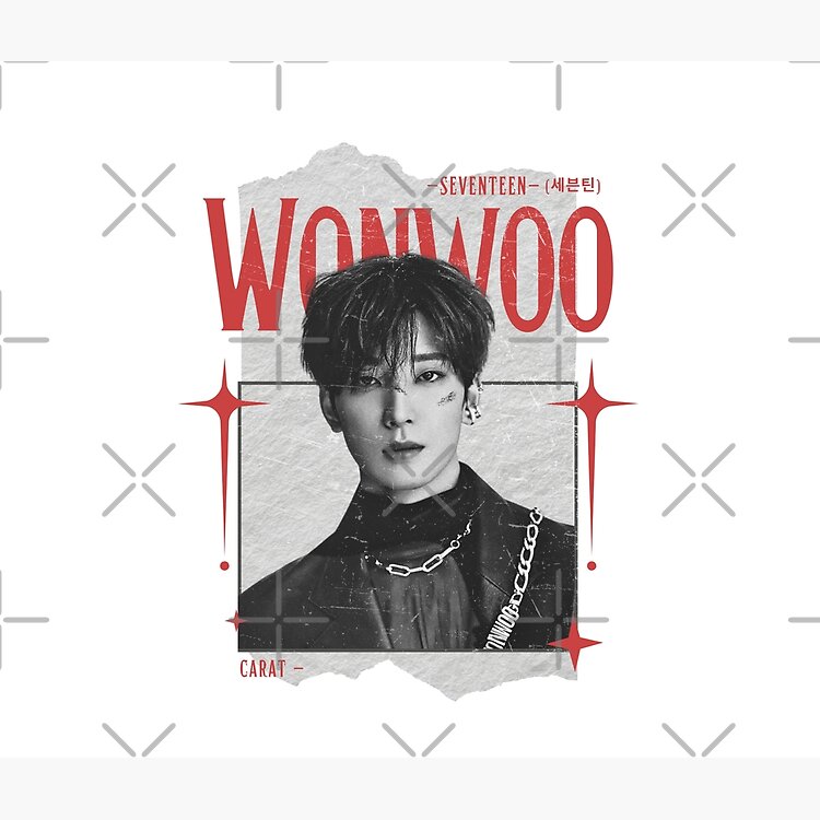 Seventeen Black And Red Wonwoo Group Members Y2k Preppy Collage Design Tote Bag - Image 2