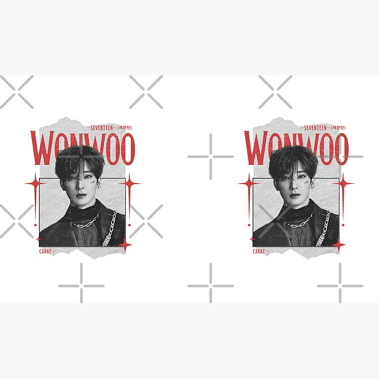 Seventeen Black And Red Wonwoo Group Members Y2K Preppy Collage Design Mug - Image 2