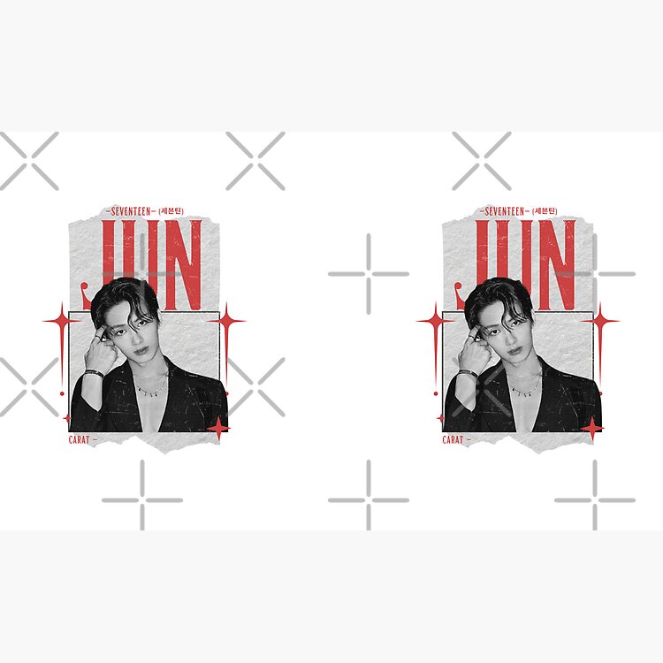 Seventeen Black And Red Jun Group Members Y2K Preppy Collage Design Mug - Image 2