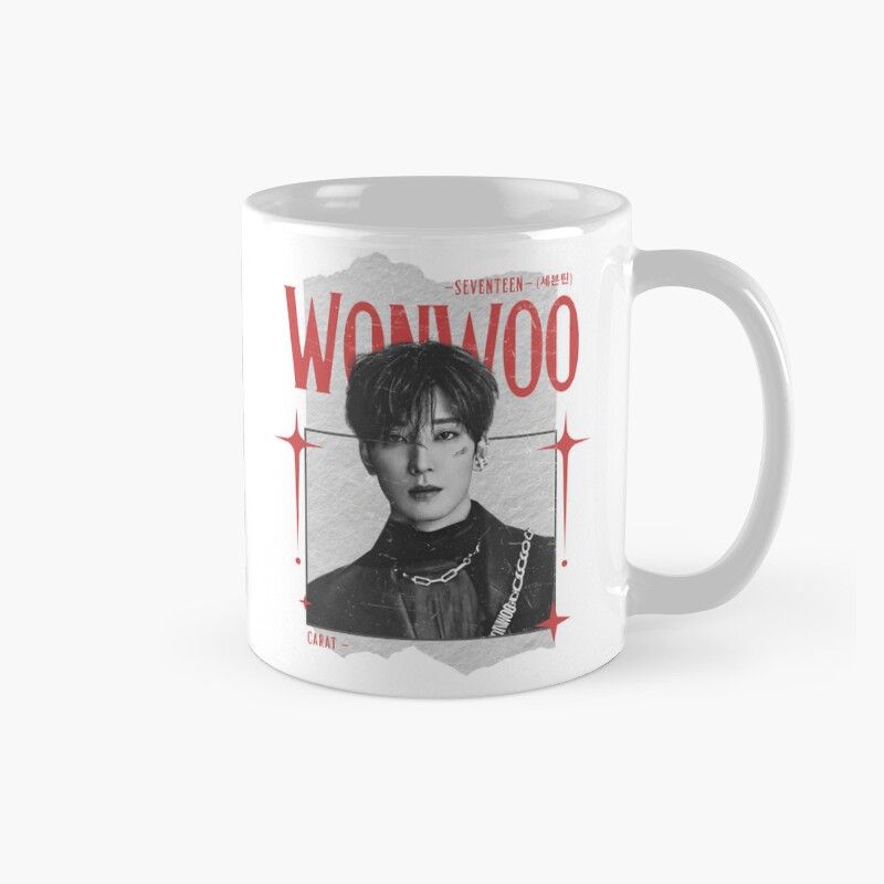 Seventeen Black And Red Wonwoo Group Members Y2K Preppy Collage Design Mug