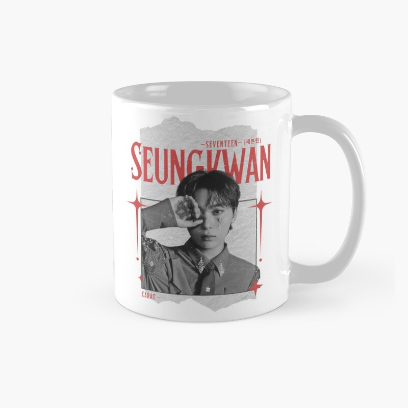 Seventeen Black And Red Seungkwan Group Members Y2K Preppy Collage Design Mug