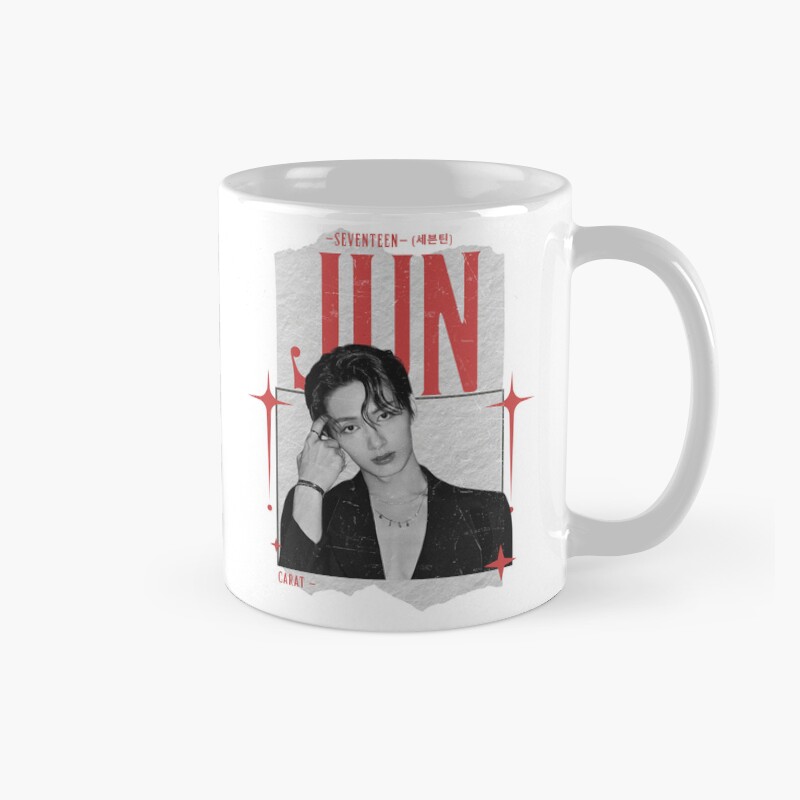 Seventeen Black And Red Jun Group Members Y2K Preppy Collage Design Mug