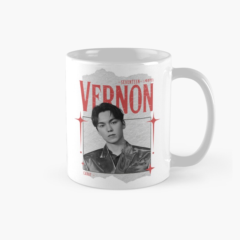 Seventeen Black And Red Vernon Group Members Y2K Preppy Collage Design Mug