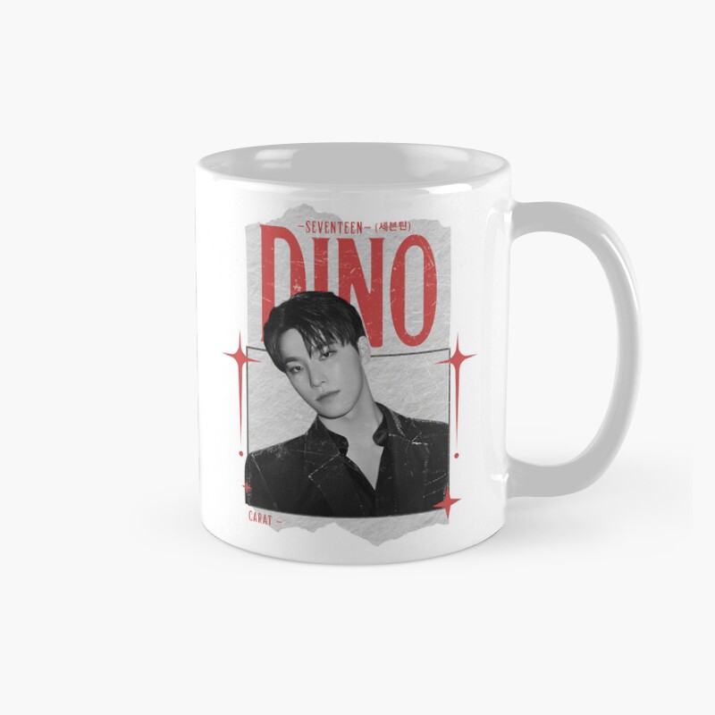 Seventeen Black And Red Dino Group Members Y2K Preppy Collage Design Mug