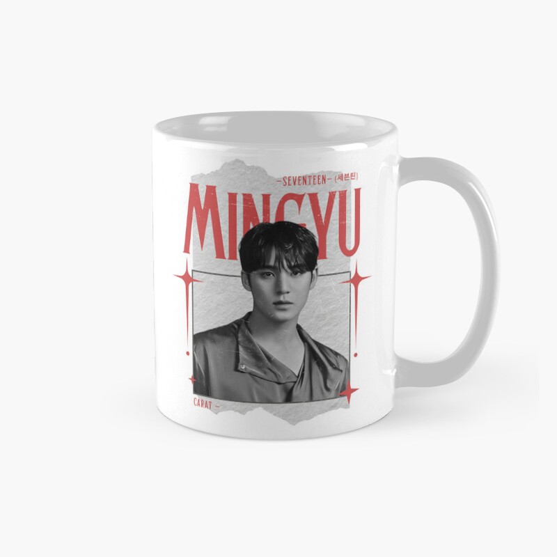 Seventeen Black And Red Mingyu Group Members Y2K Preppy Collage Design Mug