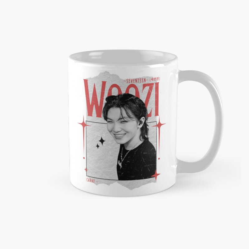 Seventeen Black And Red Woozi Group Members Y2K Preppy Collage Design Mug