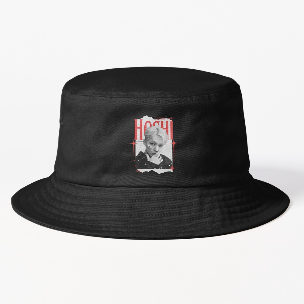 Seventeen Black And Red Hoshi Group Members Y2k Preppy Collage Design Bucket Hat