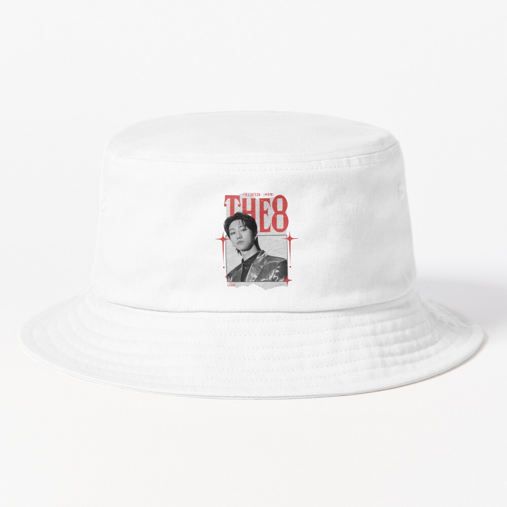 Seventeen Black And Red The 8 Group Members Y2k Preppy Collage Design Bucket Hat