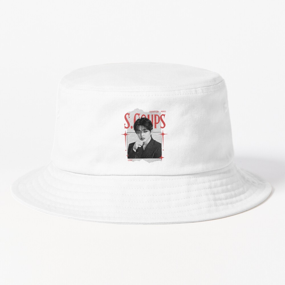 Seventeen Black And Red S Coups Group Members Y2k Preppy Collage Design Bucket Hat