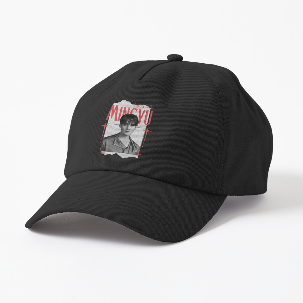 Seventeen Black And Red Mingyu Group Members Y2k Preppy Collage Design Hat