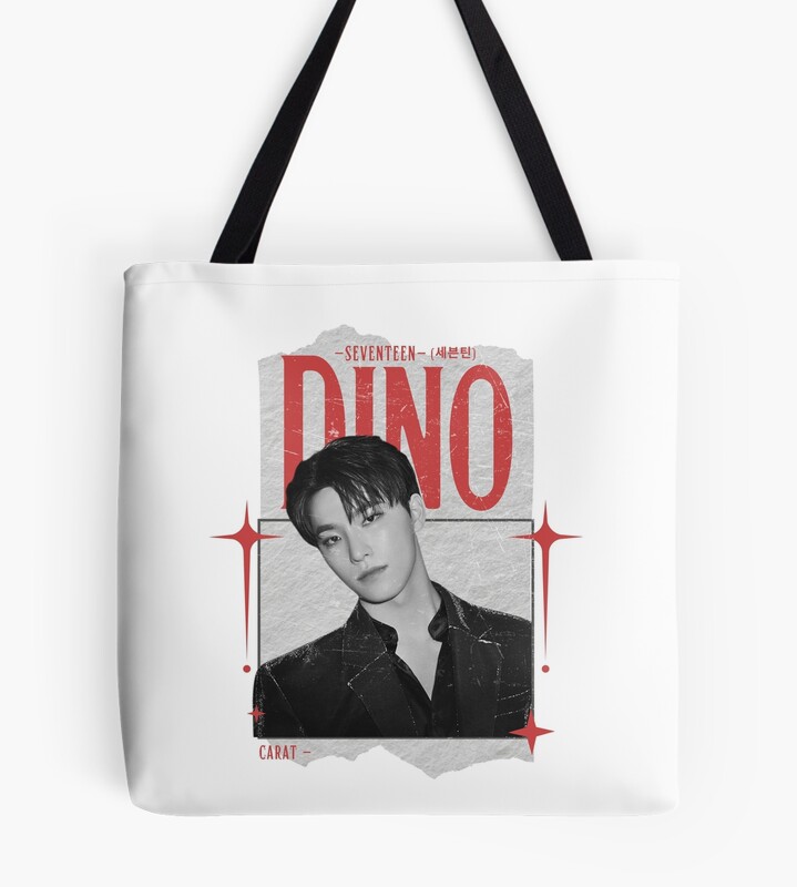 Seventeen Black And Red Dino Group Members Y2k Preppy Collage Design Tote Bag
