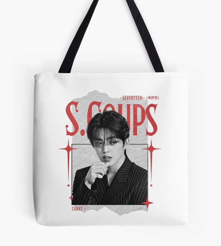Seventeen Black And Red S Coups Group Members Y2k Preppy Collage Design Tote Bag