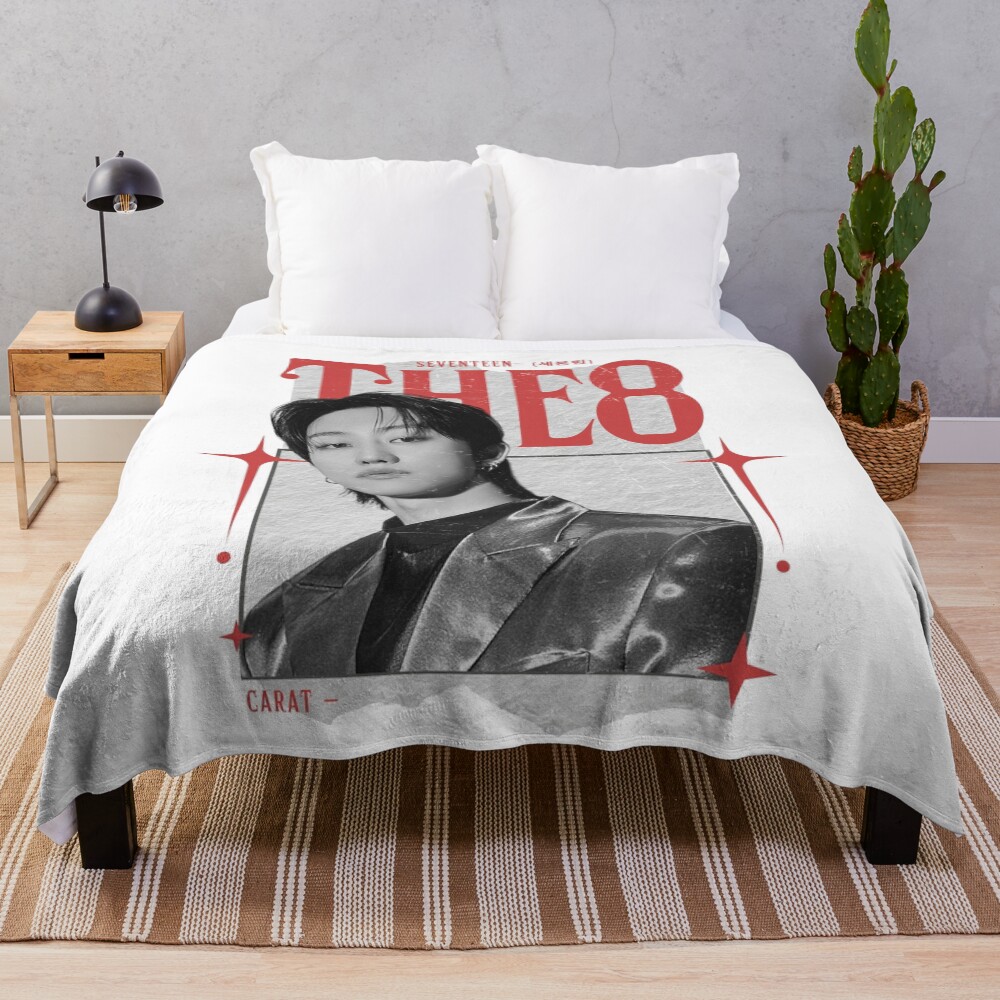 Seventeen Black And Red The 8 Group Members Y2k Preppy Collage Design Throw Blanket