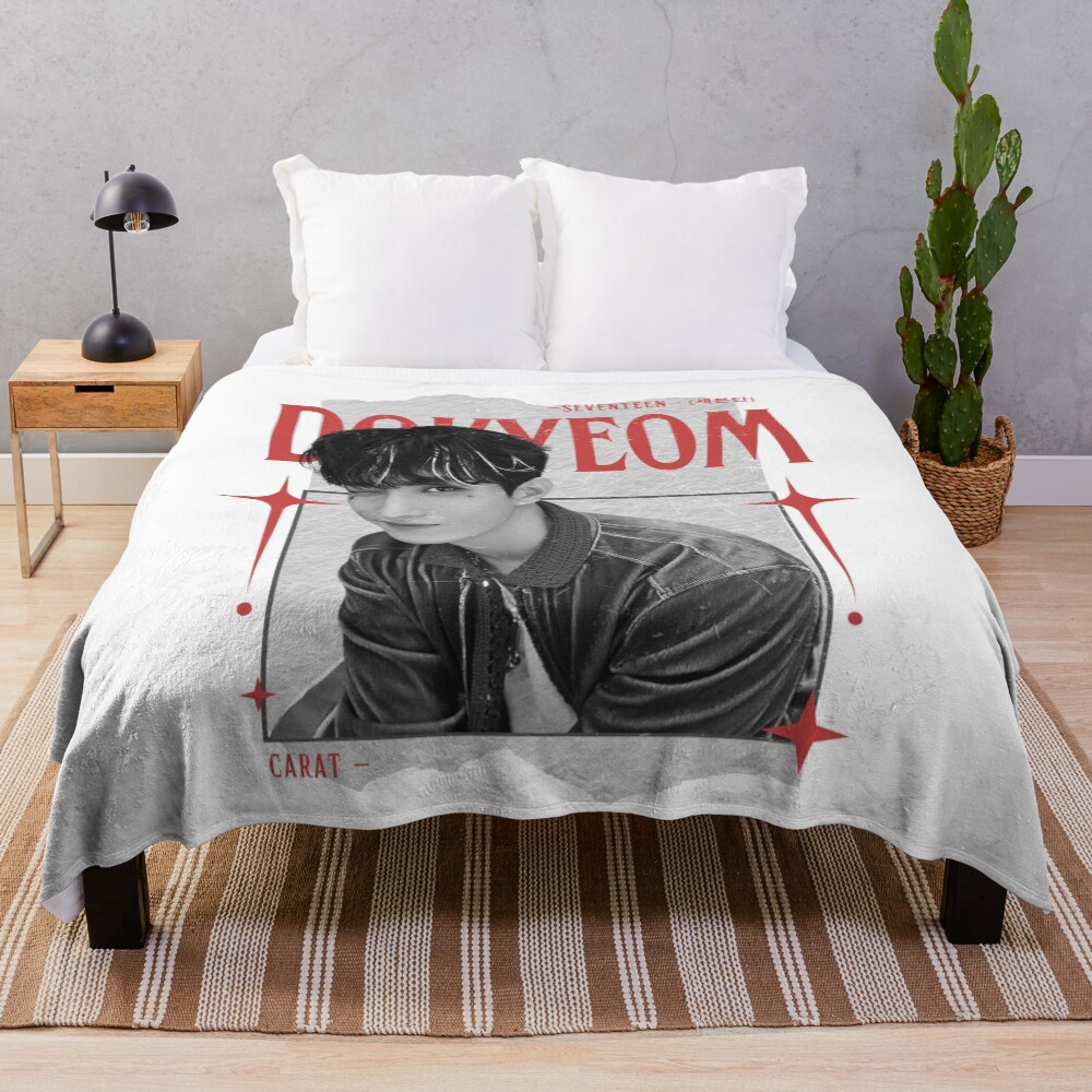 Seventeen Black And Red Dk Group Members Y2k Preppy Collage Design Throw Blanket