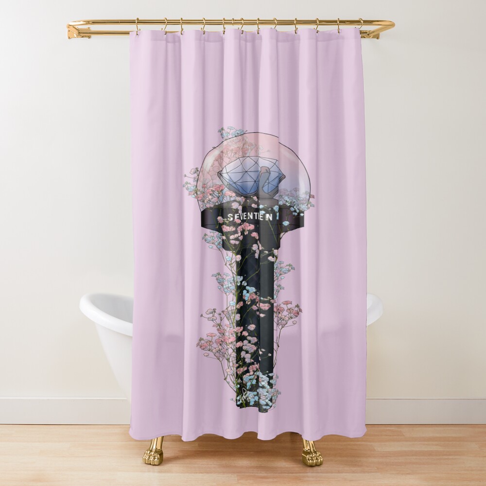 Seventeen V 3 Floral Lightstick Kpop Shower Curtain