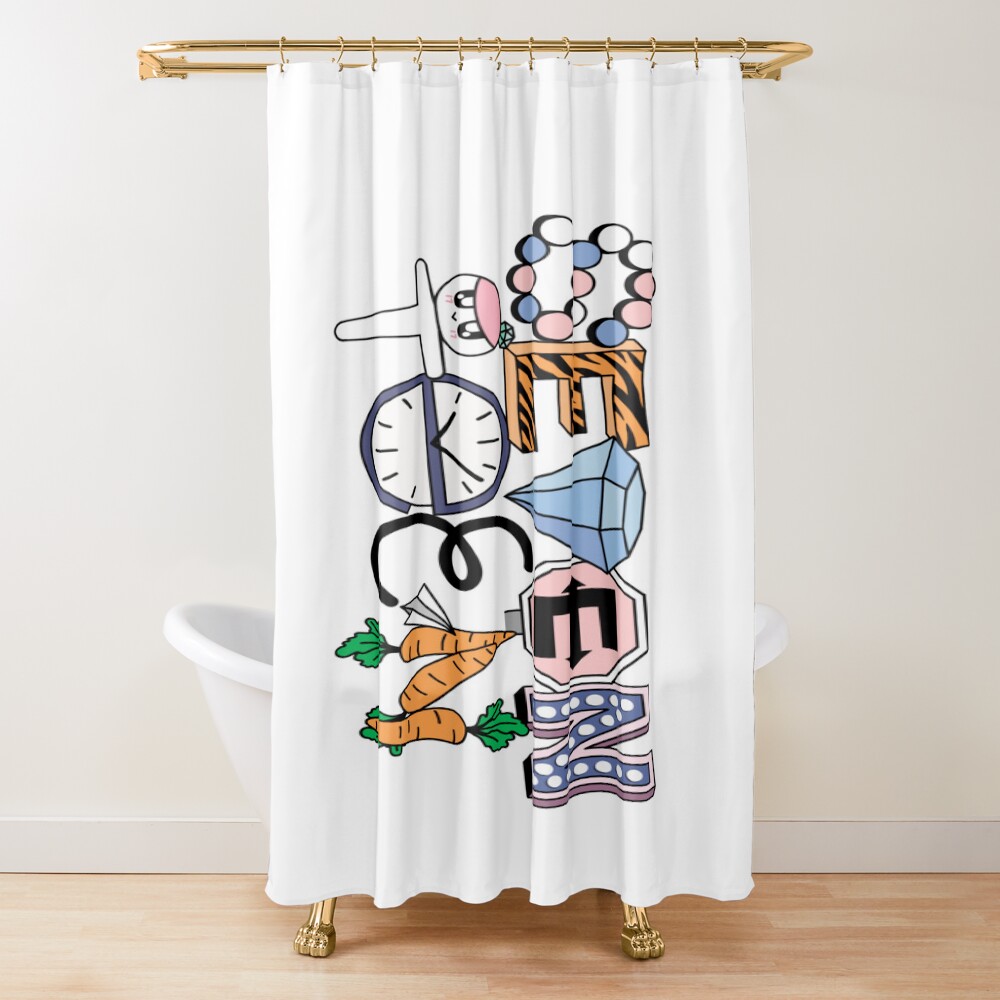 Seventeen Inspired Letter Doodles Shower Curtain