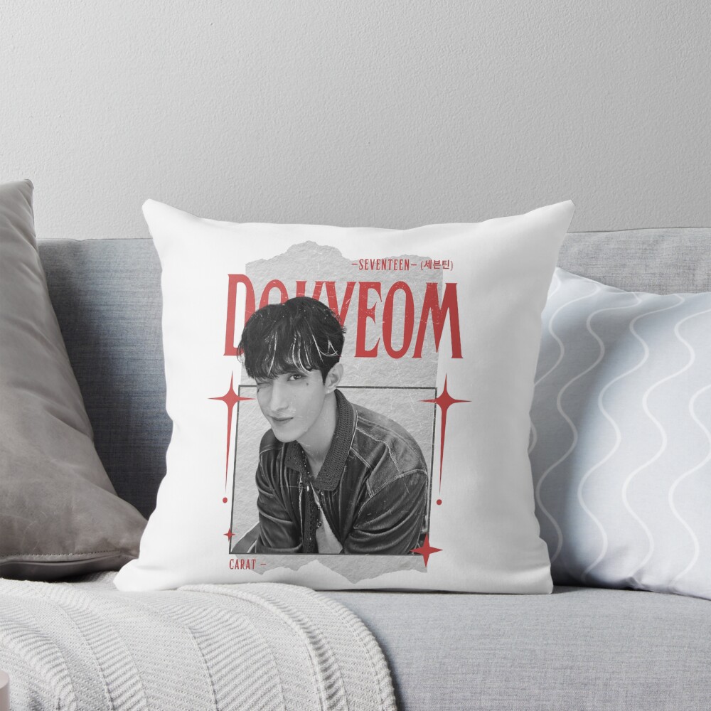 Seventeen Black And Red Dk Group Members Y2k Preppy Collage Design Throw Pillow